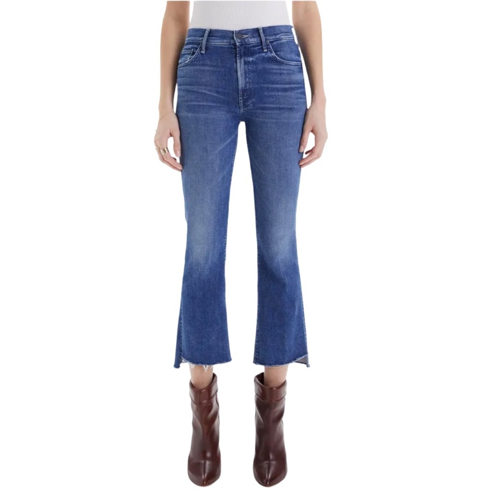 MOTHER The Insider Crop Step Fray Hem in Wish On A Star Medium Blue Wash Size 30